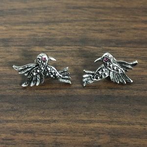 Avon Vintage Silver Tone Hummingbird Earrings